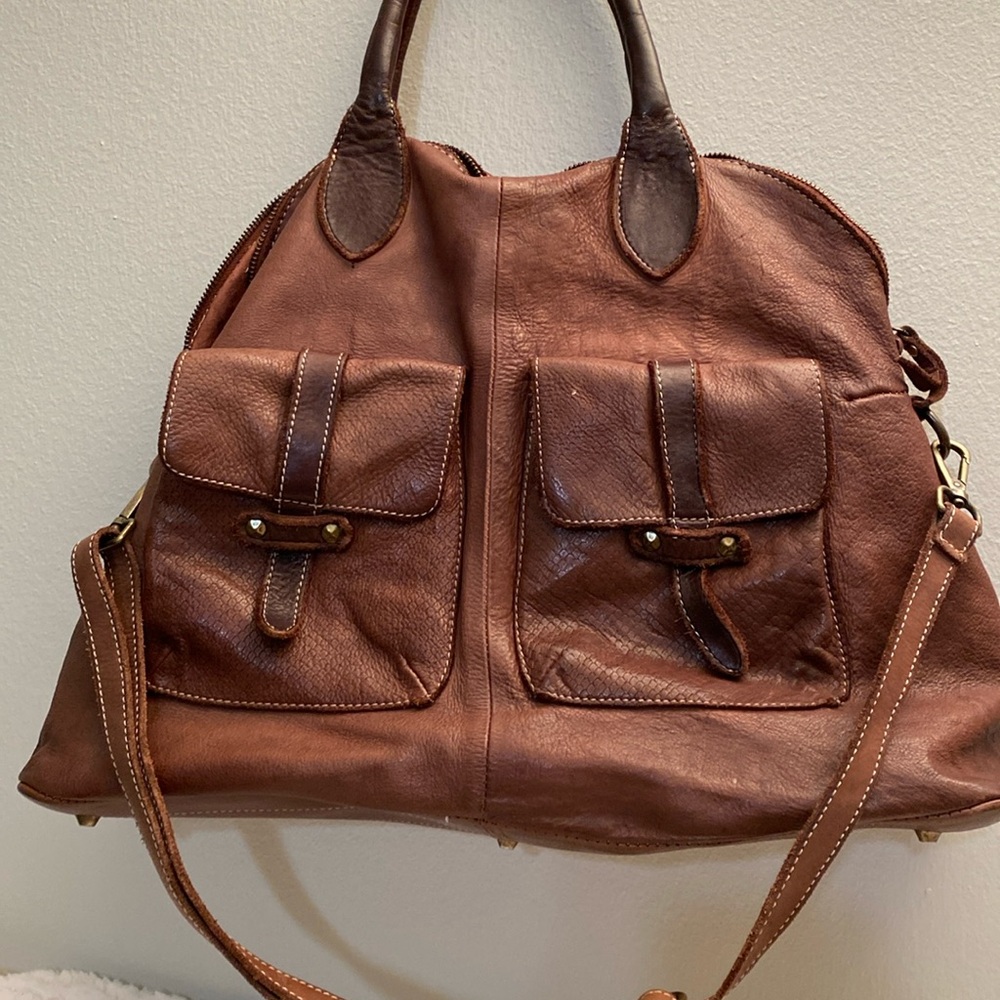 large brown Leather handbag/satchel. Italian made